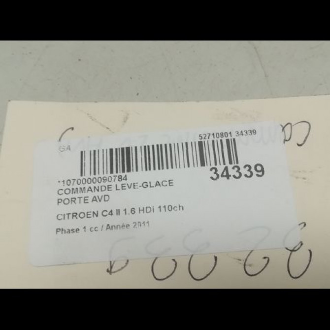 Commande lève-glace porte avant droite occasion CITROEN C4 II Phase 1 10-2010->01-2015 1.6 HDi 110ch 6490JY 3