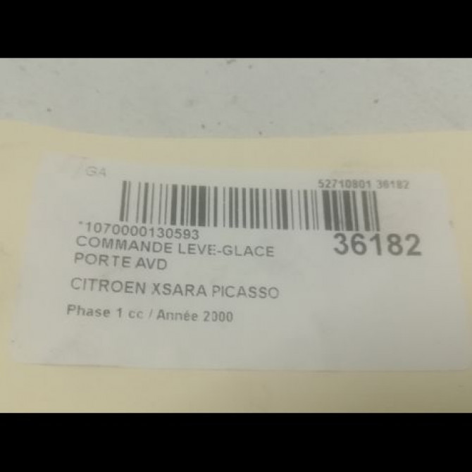 Commande lève-glace porte avant droite occasion CITROEN XSARA PICASSO Phase 1 12-1999->02-2004 1.8i 16v 3