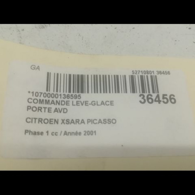 Commande lève-glace porte avant droite occasion CITROEN XSARA PICASSO Phase 1 12-1999->02-2004 2.0 HDi 90ch 3