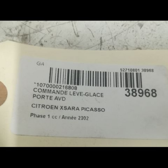 Commande lève-glace porte avant droite occasion CITROEN XSARA PICASSO Phase 1 12-1999->02-2004 2.0 HDi 90ch 3