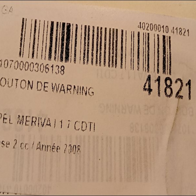 Bouton de warning occasion OPEL MERIVA I Phase 2 01-2006->09-2010 1.7 CDTI 100ch 13268423 3
