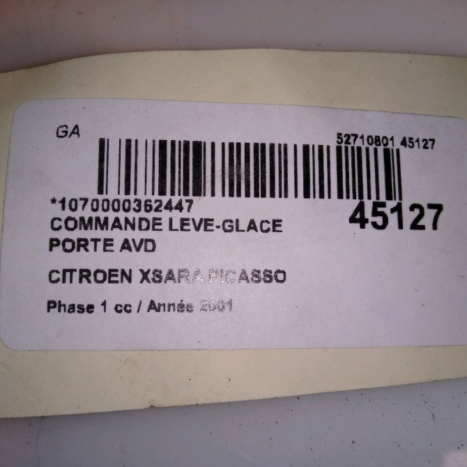 Commande lève-glace porte avant droite occasion CITROEN XSARA PICASSO Phase 1 12-1999->02-2004 2.0 HDi 90ch 4