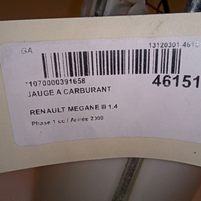 Jauge a carburant occasion RENAULT MEGANE III Phase 1 11-2008->01-2012 1.4 TCE 16v 130ch 172020029R 6