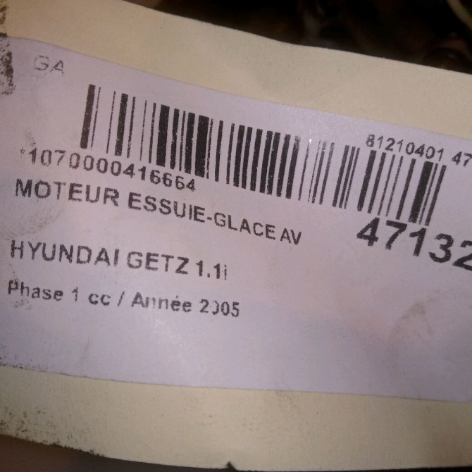 Moteur essuie-glace avant occasion HYUNDAI GETZ Phase 1 09-2002->11-2005 1.1i 981101C100 5
