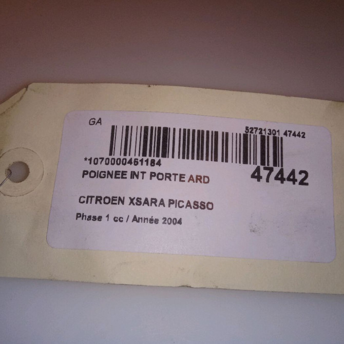 Poignee int porte ard occasion CITROEN XSARA PICASSO Phase 1 12-1999->02-2004 2.0 HDi 90ch 9143H6 4