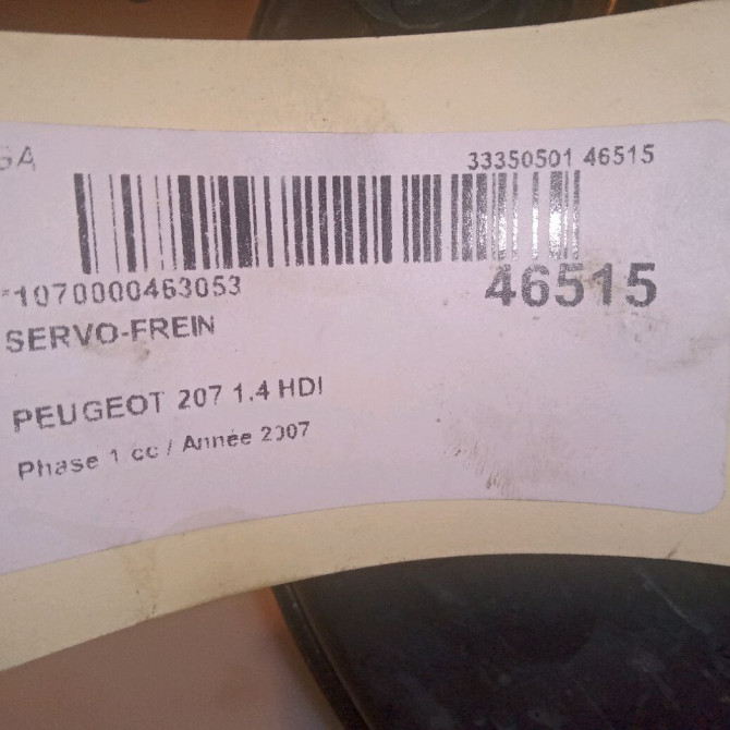 Servo-frein occasion PEUGEOT 207 Phase 1 04-2006->06-2013 1.4 HDI 4535W0 4