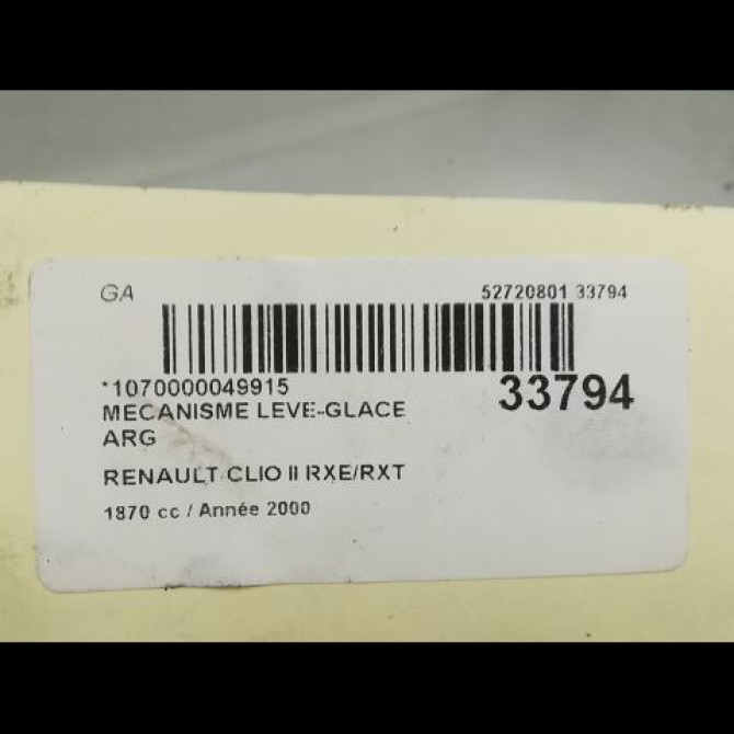 Mecanisme leve-glace arrière gauche occasion RENAULT CLIO II Phase 1 03-1998->06-2001 1.2 7700434303 4