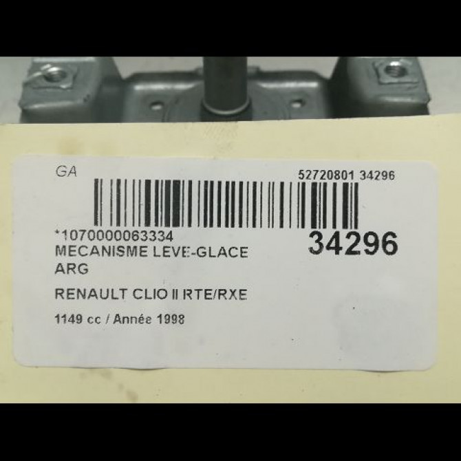 Mecanisme leve-glace arrière gauche occasion RENAULT CLIO II Phase 1 03-1998->06-2001 7700434303 6