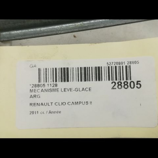 Mecanisme leve-glace arrière gauche occasion RENAULT CLIO CAMPUS II Phase 1 07-2006->07-2009 7700434303 3
