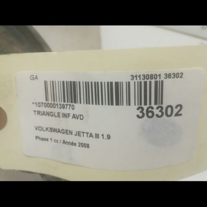 Triangle inf avd occasion VOLKSWAGEN JETTA III Phase 1 09-2005->12-2010 1.9 TDI 105ch 1K0407152BC 3