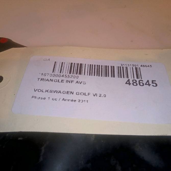 Triangle inf avg occasion VOLKSWAGEN GOLF VI Phase 1 10-2008->04-2013 2.0 TDI 140ch 1K0407151BC 6
