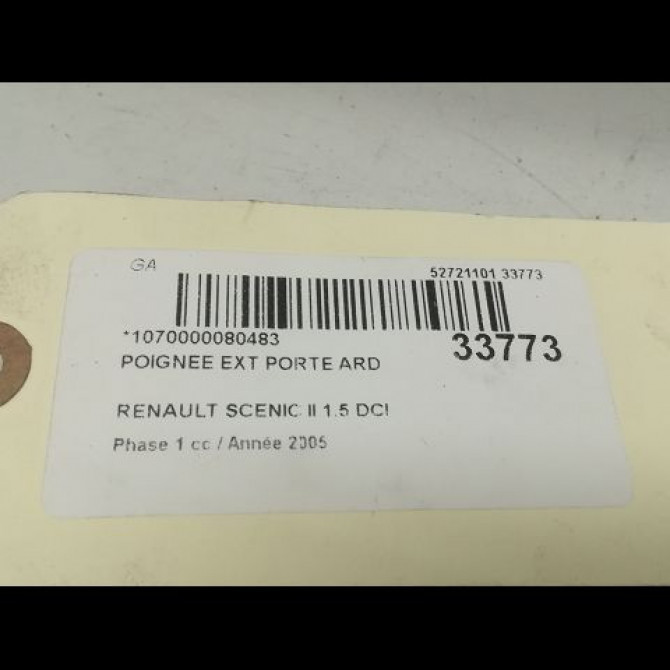 Poignee ext porte ard occasion RENAULT SCENIC II Phase 1 03-2004->09-2006 1.5 DCI 100ch 7701209581 3