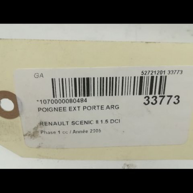 Poignee ext porte arg occasion RENAULT SCENIC II Phase 1 03-2004->09-2006 1.5 DCI 100ch 7701209581 3