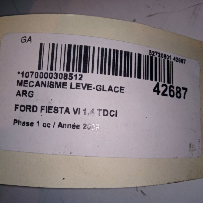 Mecanisme leve-glace arrière gauche occasion FORD FIESTA VI Phase 1 10-2008->11-2012 1.4 TDCI 68ch 2041182 4