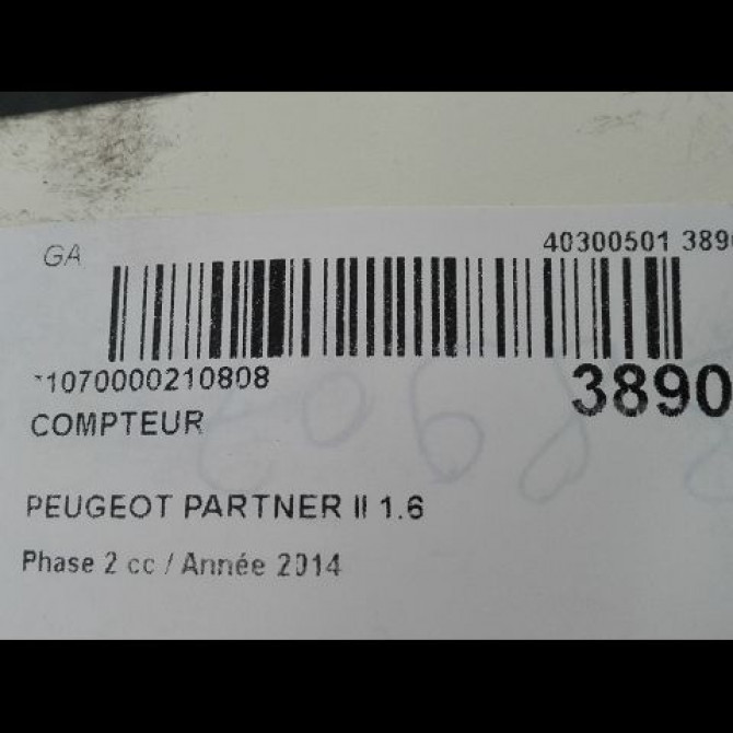 Compteur occasion PEUGEOT PARTNER II Phase 2 05-2012->... 1.6 HDI 90ch 9801642280 3