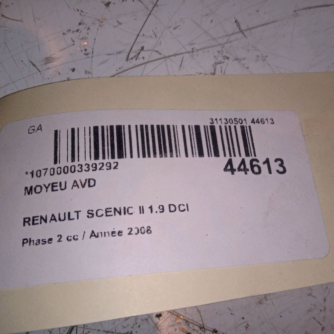 Moyeu avd occasion RENAULT SCENIC II Phase 2 09-2006->04-2009 1.9 DCI 130ch 8200308650 4