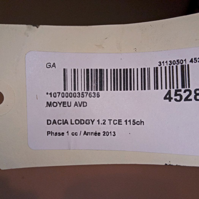 Moyeu avd occasion DACIA LODGY Phase 1 01-2012->... 1.2 TCE 115ch 8200308650 4