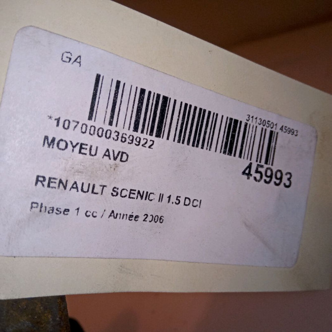 Moyeu avd occasion RENAULT SCENIC II Phase 1 03-2004->09-2006 1.5 DCI 105ch 8200308650 4