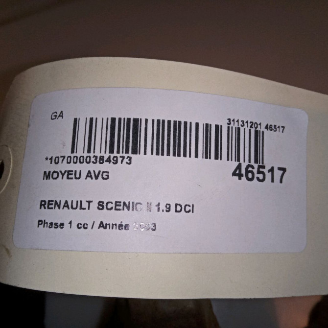 Moyeu avg occasion RENAULT SCENIC II Phase 1 03-2004->09-2006 1.9 DCI 120ch 8200308650 4