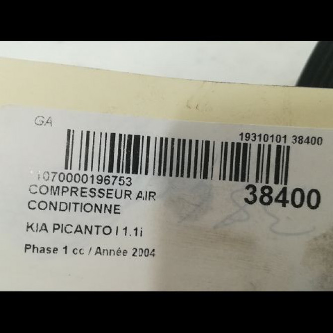 Compresseur air conditionne occasion KIA PICANTO I Phase 1 05-2004->12-2007 1.1i 9770107100 3