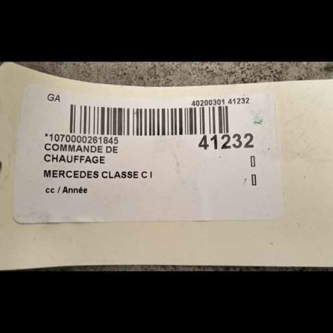 Commande de chauffage occasion MERCEDES CLASSE C I 3