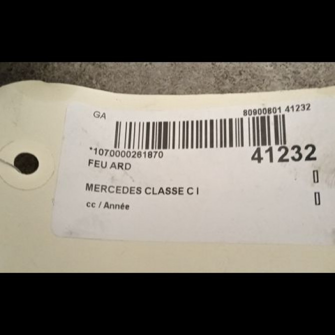 Feu arrière droit occasion MERCEDES CLASSE C I 3