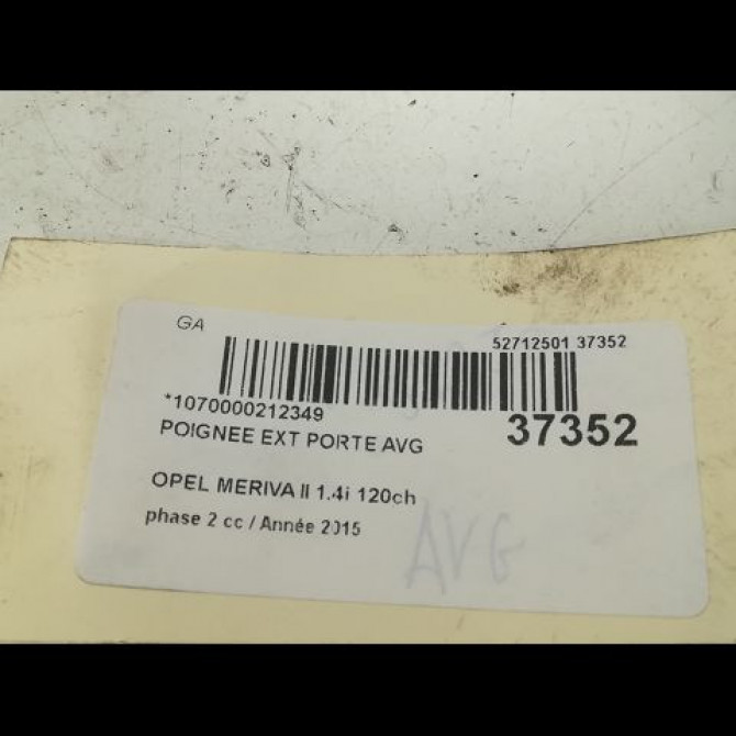 Poignee ext porte avg occasion OPEL MERIVA II phase 2 11-2013->... 1.4i 120ch 92233089 3