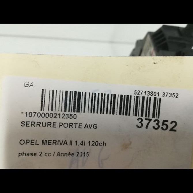 Serrure porte avg occasion OPEL MERIVA II phase 2 11-2013->... 1.4i 120ch 13258271 4