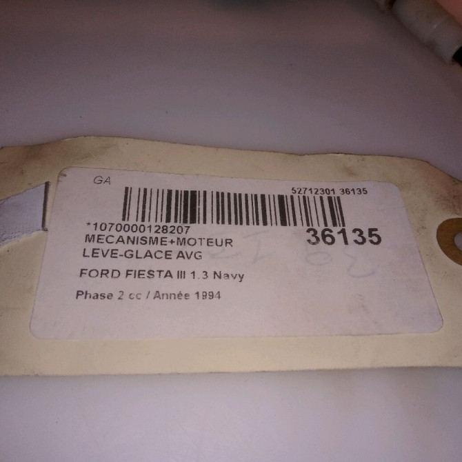 Mecanisme+moteur leve-glace avg occasion FORD FIESTA III Phase 2 01-1994->10-1996 1.3 Navy 5
