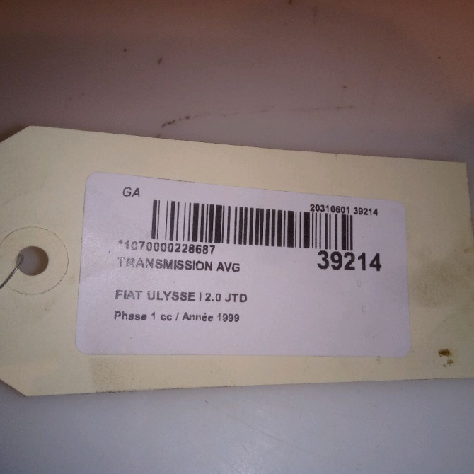 Transmission avant gauche occasion FIAT ULYSSE I Phase 1 02-1995->09-2002 2.0 JTD 5