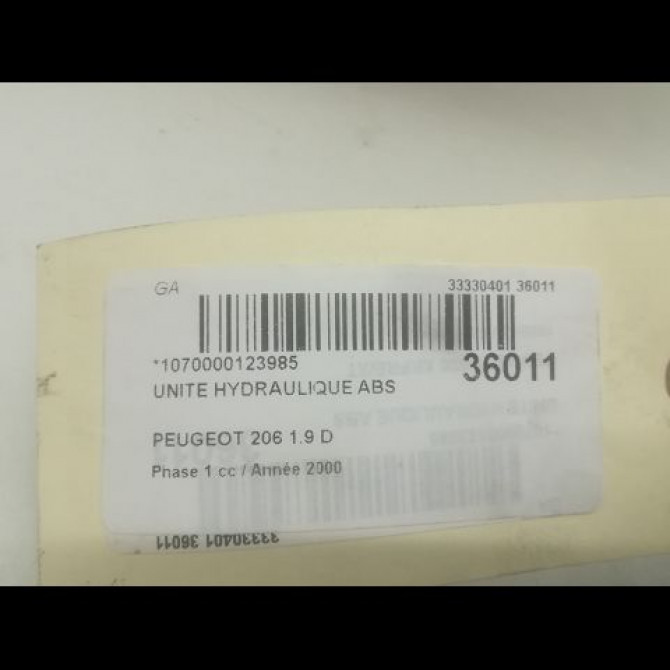 Unité hydraulique ABS occasion PEUGEOT 206 Phase 1 09-1998->03-2009 1.9 D 454143 3