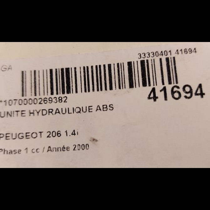 Unité hydraulique ABS occasion PEUGEOT 206 Phase 1 09-1998->03-2009 1.4i 4541V7 3