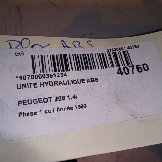 Unité hydraulique ABS occasion PEUGEOT 206 Phase 1 09-1998->03-2009 1.4i 454143 4
