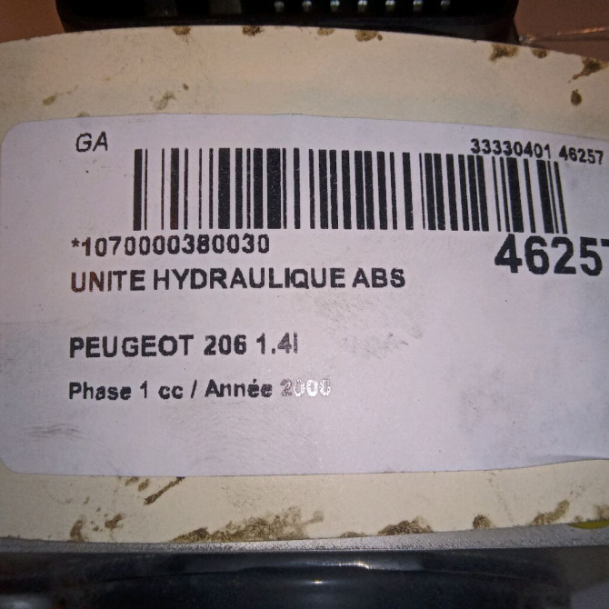 Unité hydraulique ABS occasion PEUGEOT 206 Phase 1 09-1998->03-2009 1.4i 4541V7 7