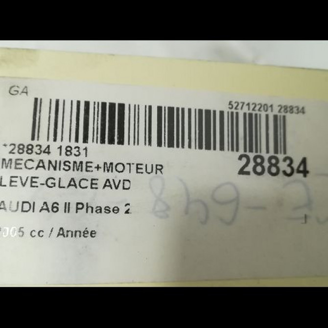Mecanisme + moteur lève-glace avant droit occasion AUDI A6 II Phase 2 07-2001->05-2004 4F0837462A 2