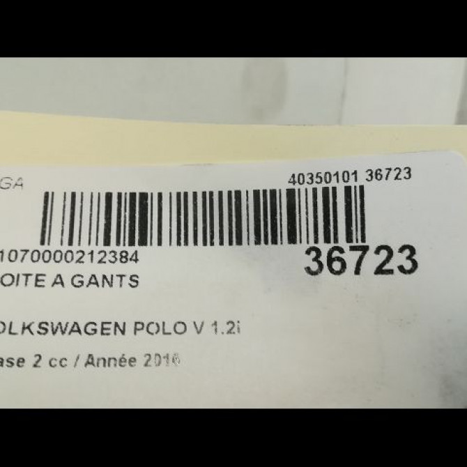 Boite à gants occasion VOLKSWAGEN POLO V Phase 2 02-2014->... 1.2i 90ch 6R1857101MTS4 2