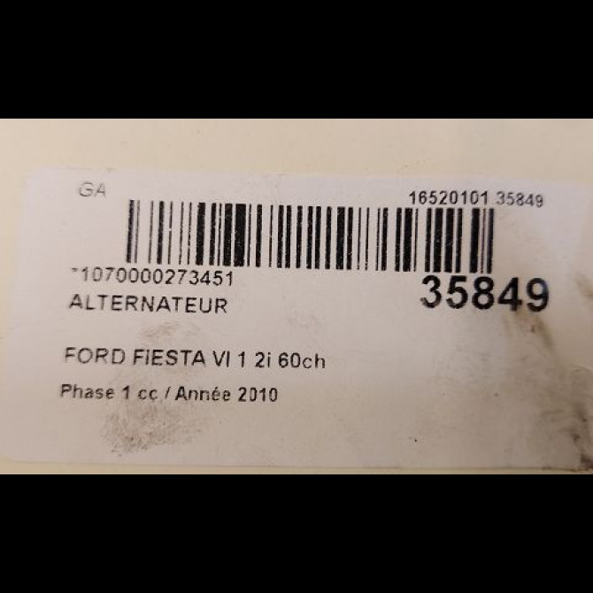 Alternateur occasion FORD FIESTA VI Phase 1 10-2008->11-2012 1.2i 60ch Ambiente 1762968 4