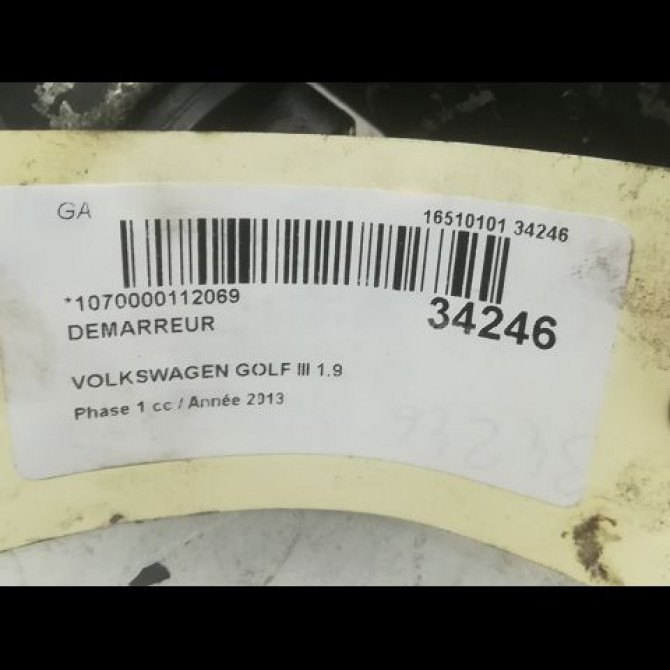Démarreur occasion VOLKSWAGEN GOLF III Phase 1 01-1992->12-1997 1.9 TD 2A911023L 4