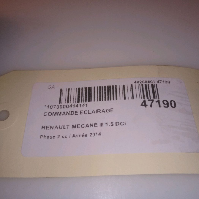 Commande eclairage occasion RENAULT MEGANE III Phase 2 01-2012->06-2014 1.5 DCI 110ch 251900567R 7