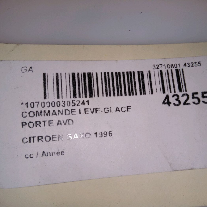 Commande lève-glace porte avant droite occasion  6552AJ 5