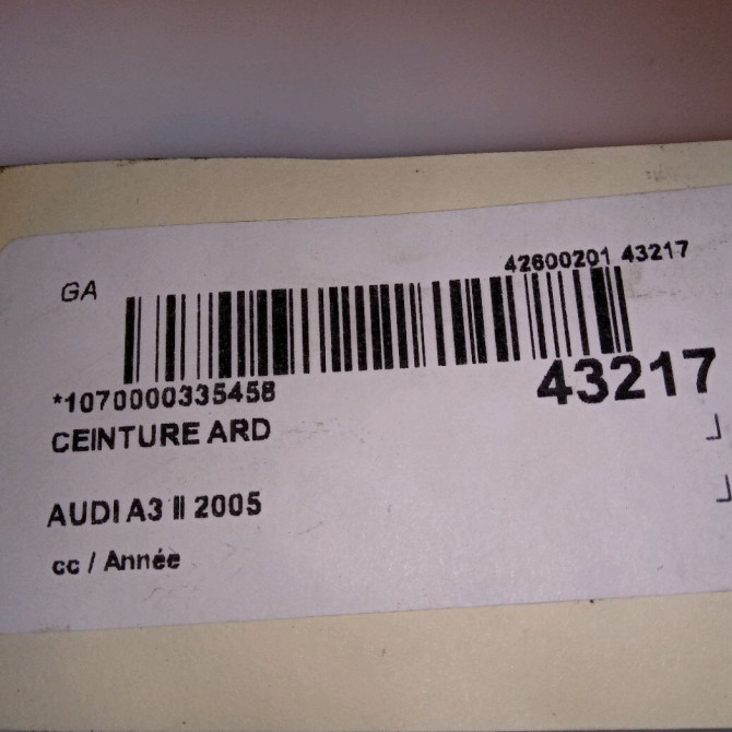 Ceinture arrière droite occasion AUDI A3 II Phase 1 06-2003->06-2008 2.0 TDi 140ch 8P0857805V04 4