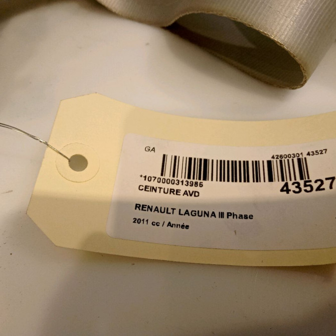 Ceinture avant droite occasion RENAULT LAGUNA III Phase 2 11-2010->03-2013 1.5 DCI 8v 110ch 868841330R 5