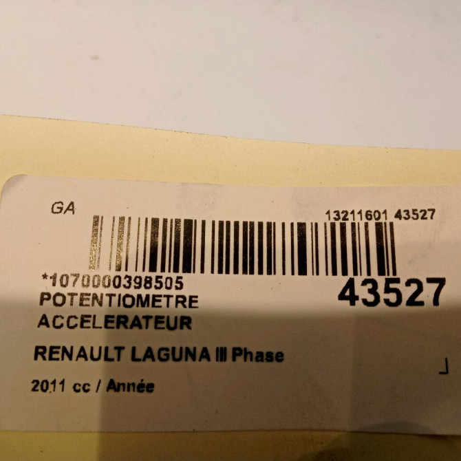 Potentiometre accelerateur occasion RENAULT LAGUNA III Phase 2 11-2010->03-2013 1.5 DCI 8v 110ch 5