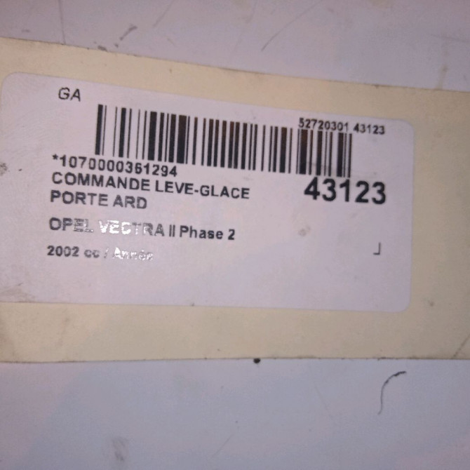 Commande leve-glace porte arrière droite occasion OPEL VECTRA II Phase 2 02-1999->06-2002 2.2 DTI 16v 24436378 4