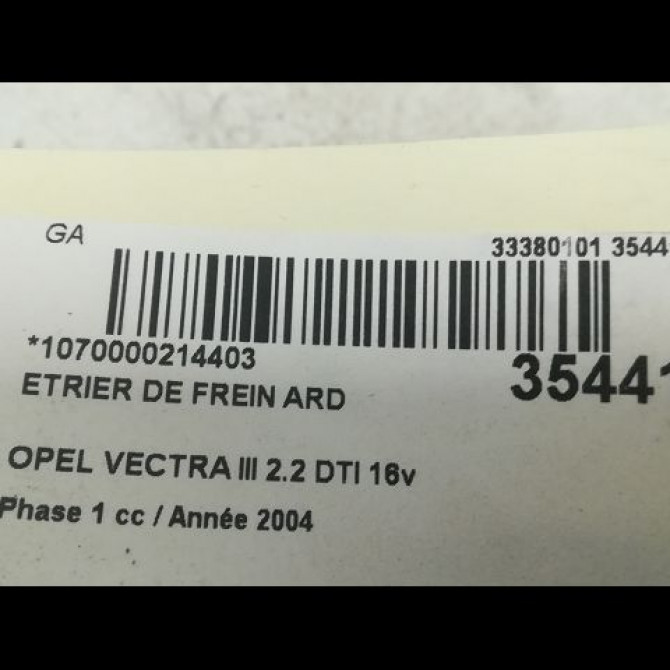 Etrier de frein arrière droit occasion OPEL VECTRA III Phase 1 06-2002->10-2005 2.2 DTI 16v 125ch 93172185 3