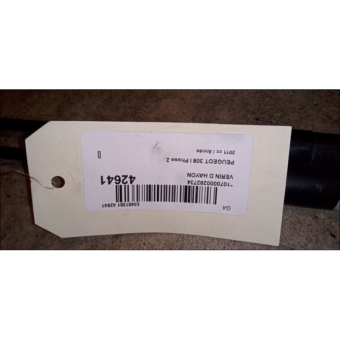 Verin droit hayon occasion PEUGEOT 308 I Phase 2 04-2011->12-2014 1.6 THP 156ch 8731Q6 2