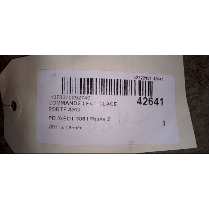 Commande leve-glace porte arrière gauche occasion PEUGEOT 308 I Phase 2 04-2011->12-2014 1.6 THP 156ch 649031 3