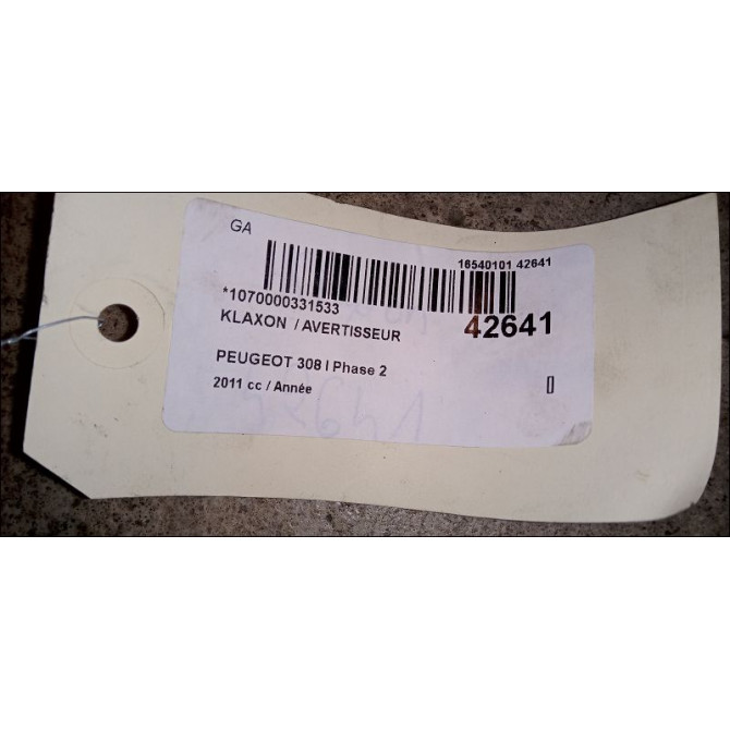 Klaxon  / avertisseur occasion PEUGEOT 308 I Phase 2 04-2011->12-2014 1.6 THP 156ch 9674950580 3