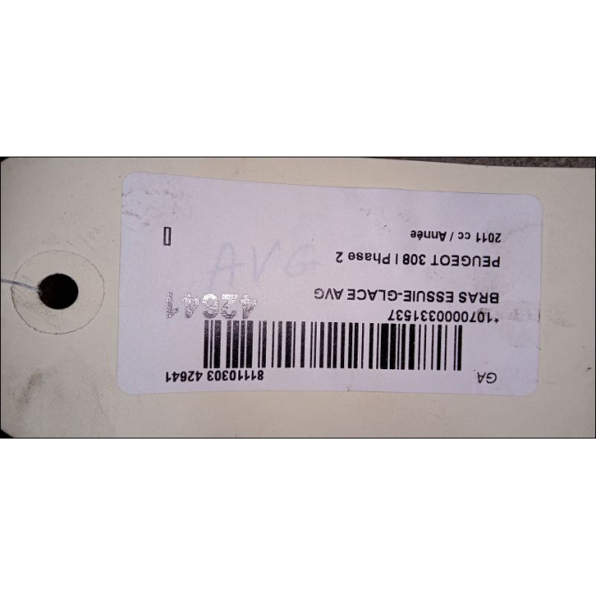 Bras essuie-glace avant gauche occasion PEUGEOT 308 I Phase 2 04-2011->12-2014 1.6 THP 156ch 6429EL 2