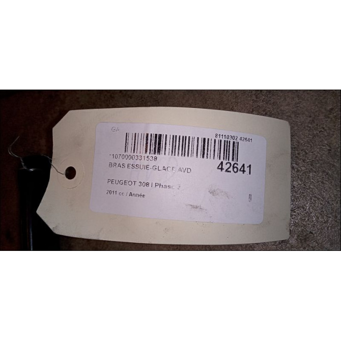 Bras essuie-glace avant droit occasion PEUGEOT 308 I Phase 2 04-2011->12-2014 1.6 THP 156ch 6429EL 2